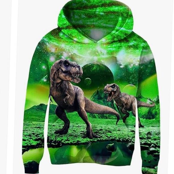 NEW 3D Dinosaur Sweatshirt Long Sleeve Cotton Pullover Hoodie  XL - Picture 2 of 12